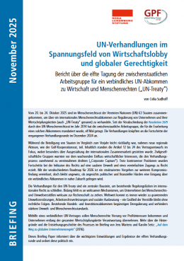 Cover UN-Verhandlungen im Spannungsfeld von Wirtschaftslobby und globaler Gerechtigkeit