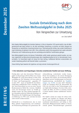 Cover Soziale Entwicklung nach dem Zweiten Weltsozialgipfel in Doha 2025