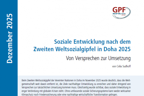 Cover Soziale Entwicklung nach dem Zweiten Weltsozialgipfel in Doha 2025